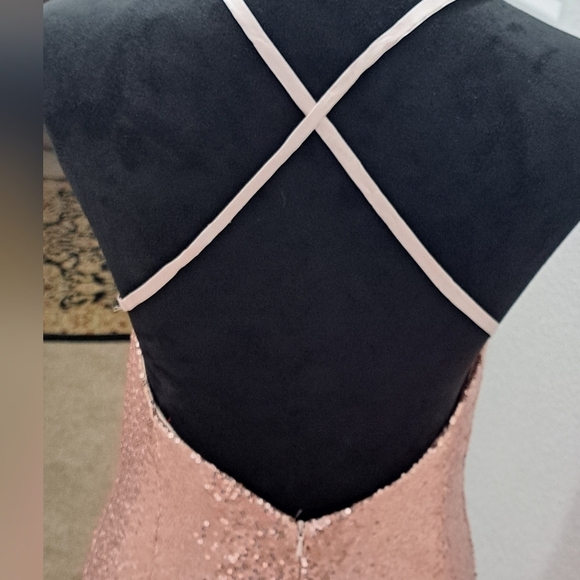 NWT Pink Sequin Formal Gown or Unconventional Bridal Dress With A Train - Picture 8 of 16